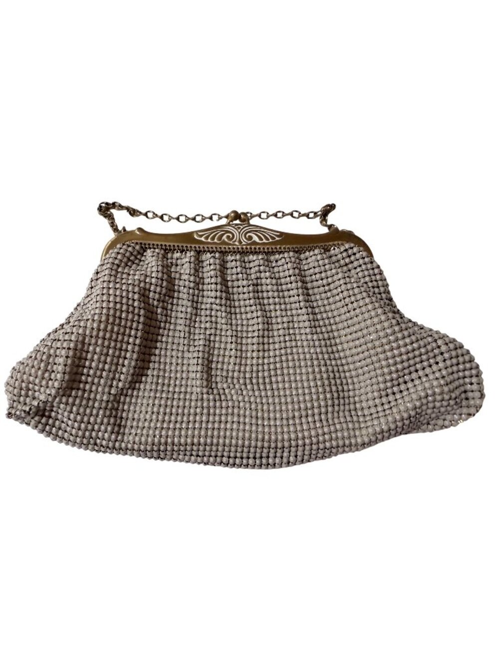 Chainmail Champagne Gold Vintage Glamour Coquette Kisslock Frame Evening Bag